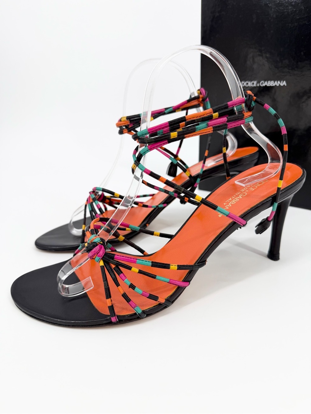 Dolce & Gabbana Y2K Vintage Lace Up Ankle Heels Sandals 2002 runway
